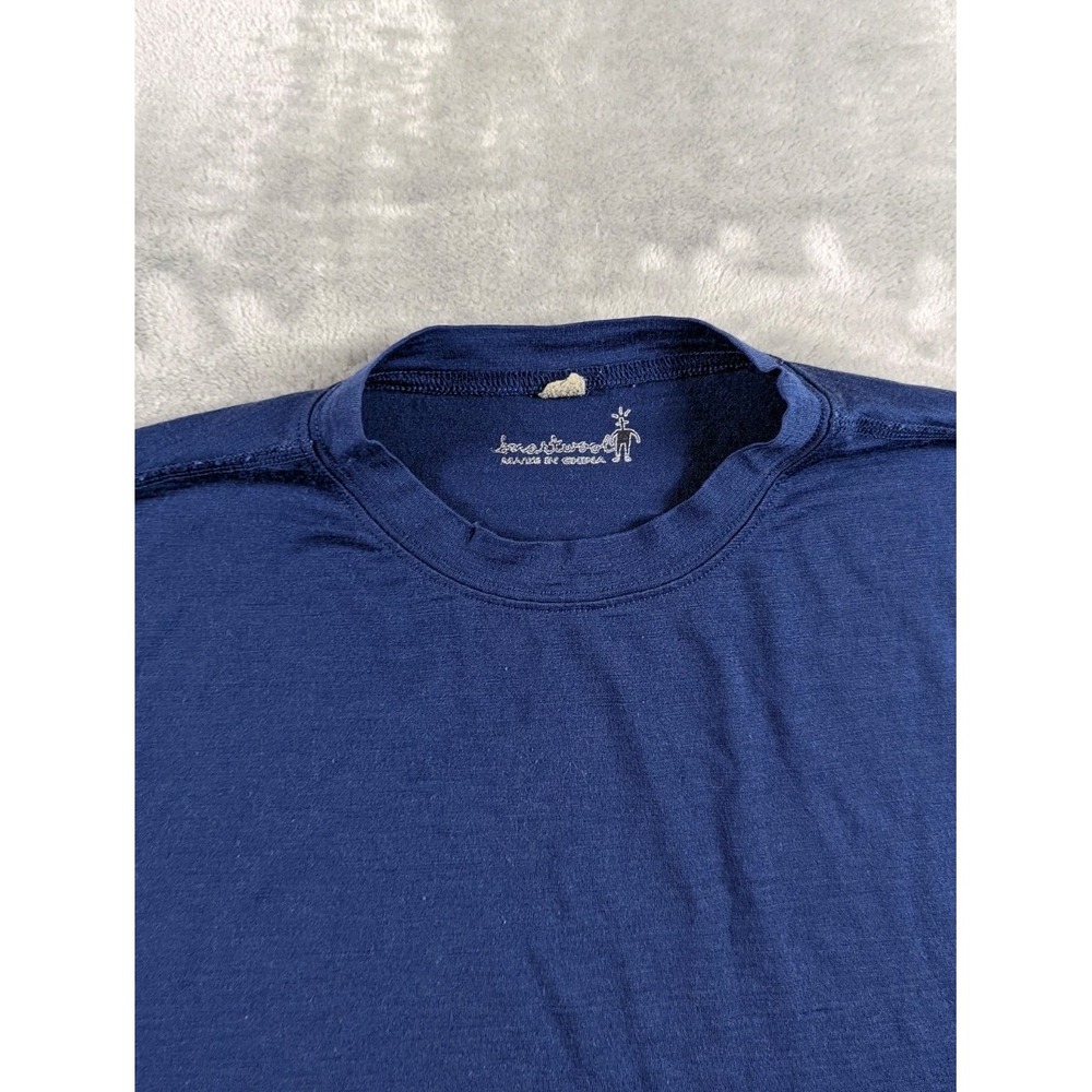 Smartwool Shirt Mens Large Blue Merino Wool Base Layer Long Sleeve Casual READ - Picture 2 of 13